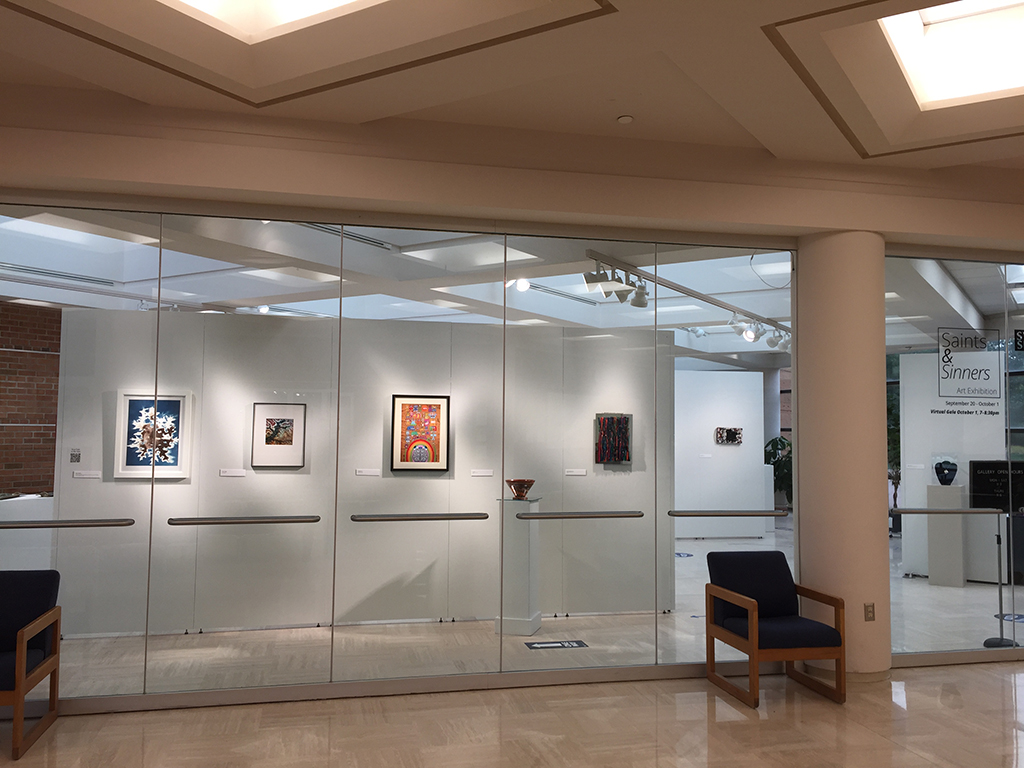 Front wall view from outside the gallery of invitational artists